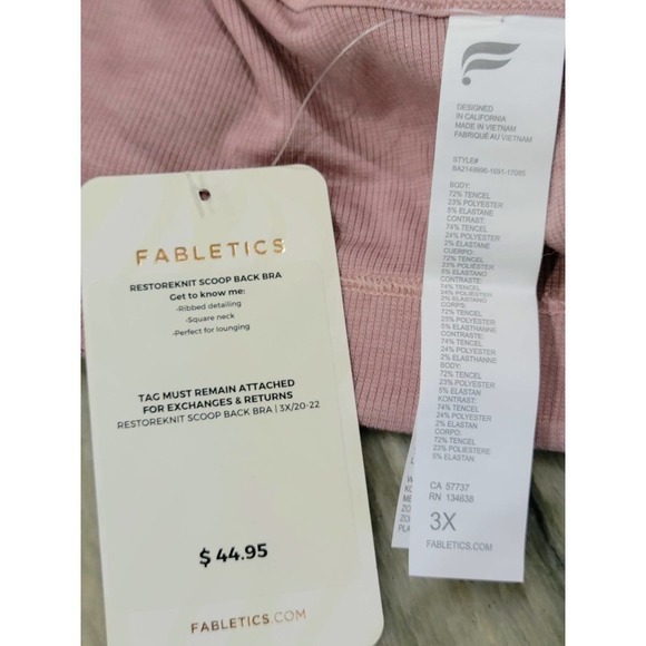 Fabletics RestoreKnit Scoop Back Bralette Trail Dust 3X - Picture 4 of 9